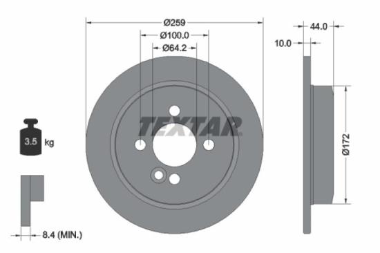 TEXTAR Warnkontakt, Bremsbelagverschleiß 98036300 + Bremsscheibe 92175003 + Bremsbelagsatz, Scheibenbremse 2428901 Bild TEXTAR Warnkontakt, Bremsbelagverschleiß 98036300 + Bremsscheibe 92175003 + Bremsbelagsatz, Scheibenbremse 2428901
