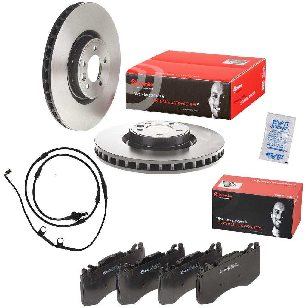 BREMBO Bremsscheibe 09.A773.11 + Bremsbelagsatz, Scheibenbremse P 44 023 + Warnkontakt, Bremsbelagverschleiß A 00 478