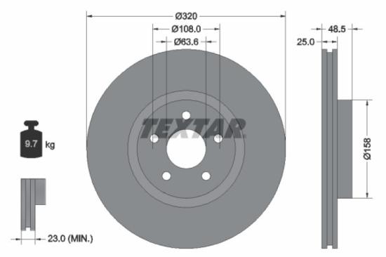 TEXTAR Bremsbelagsatz, Scheibenbremse 2372301 + Bremsscheibe 92149105 Bild TEXTAR Bremsbelagsatz, Scheibenbremse 2372301 + Bremsscheibe 92149105