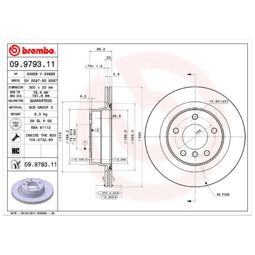 BREMBO Bremsscheibe 09.9793.11 + Bremsbelagsatz, Scheibenbremse P 06 038 Bild BREMBO Bremsscheibe 09.9793.11 + Bremsbelagsatz, Scheibenbremse P 06 038