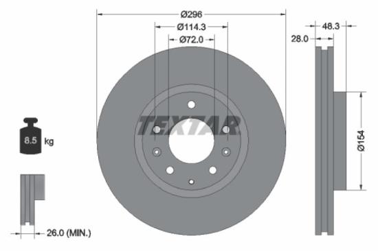 TEXTAR Bremsbelagsatz, Scheibenbremse 2351503 + Bremsscheibe 92180803 Bild TEXTAR Bremsbelagsatz, Scheibenbremse 2351503 + Bremsscheibe 92180803