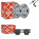 FEBI BILSTEIN Bremsscheibe 43894 + Bremsbelagsatz, Scheibenbremse 16467 + Warnkontakt, Bremsbelagverschleiß 23908