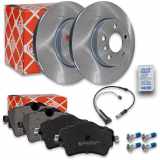 FEBI BILSTEIN Warnkontakt, Bremsbelagverschleiß 101072 + Bremsbelagsatz, Scheibenbremse 116345 + Bremsscheibe 108632