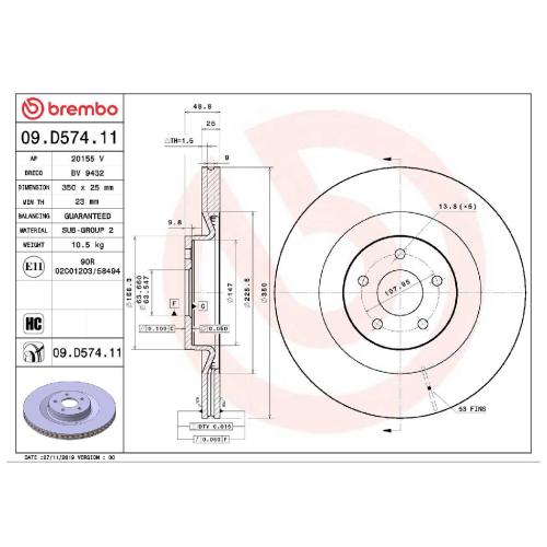 BREMBO Bremsbelagsatz, Scheibenbremse P 24 202 + Bremsscheibe 09.D574.11 Bild BREMBO Bremsbelagsatz, Scheibenbremse P 24 202 + Bremsscheibe 09.D574.11