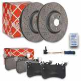 FEBI BILSTEIN Bremsscheibe 171465 + Warnkontakt, Bremsbelagverschleiß 39246 + Bremsbelagsatz, Scheibenbremse 16973