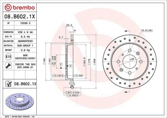 BREMBO Bremsbelagsatz, Scheibenbremse P 28 025 + Bremsscheibe 08.B602.1X Bild BREMBO Bremsbelagsatz, Scheibenbremse P 28 025 + Bremsscheibe 08.B602.1X