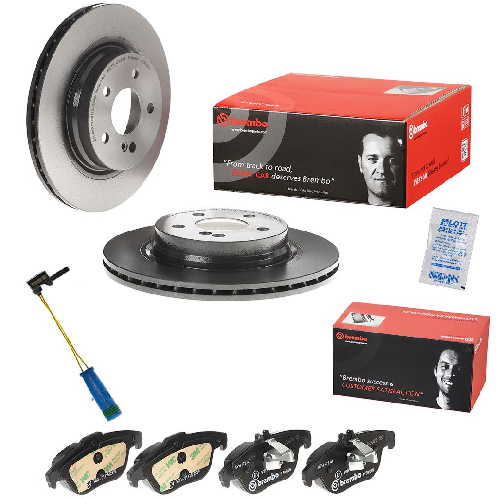 BREMBO Bremsscheibe 09.A760.11 + Bremsbelagsatz, Scheibenbremse P 50 068 + Warnkontakt, Bremsbelagverschleiß A 00 377