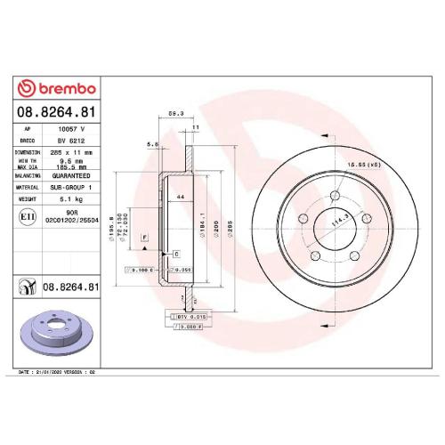 BREMBO Bremsscheibe 08.8264.81 + Bremsbelagsatz, Scheibenbremse P 37 012 Bild BREMBO Bremsscheibe 08.8264.81 + Bremsbelagsatz, Scheibenbremse P 37 012