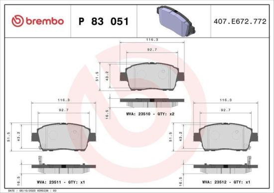 BREMBO Bremsscheibe 09.8545.11 + Bremsbelagsatz, Scheibenbremse P 83 051 Bild BREMBO Bremsscheibe 09.8545.11 + Bremsbelagsatz, Scheibenbremse P 83 051