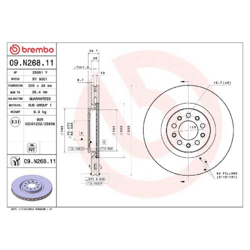 BREMBO Bremsscheibe 09.N268.11 + Bremsbelagsatz, Scheibenbremse P 37 021 Bild BREMBO Bremsscheibe 09.N268.11 + Bremsbelagsatz, Scheibenbremse P 37 021