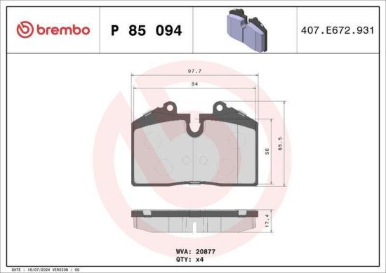 BREMBO Bremsscheibe 09.C085.11 + Bremsbelagsatz, Scheibenbremse P 85 094 + Warnkontakt, Bremsbelagverschleiß A 00 332 Bild BREMBO Bremsscheibe 09.C085.11 + Bremsbelagsatz, Scheibenbremse P 85 094 + Warnkontakt, Bremsbelagverschleiß A 00 332
