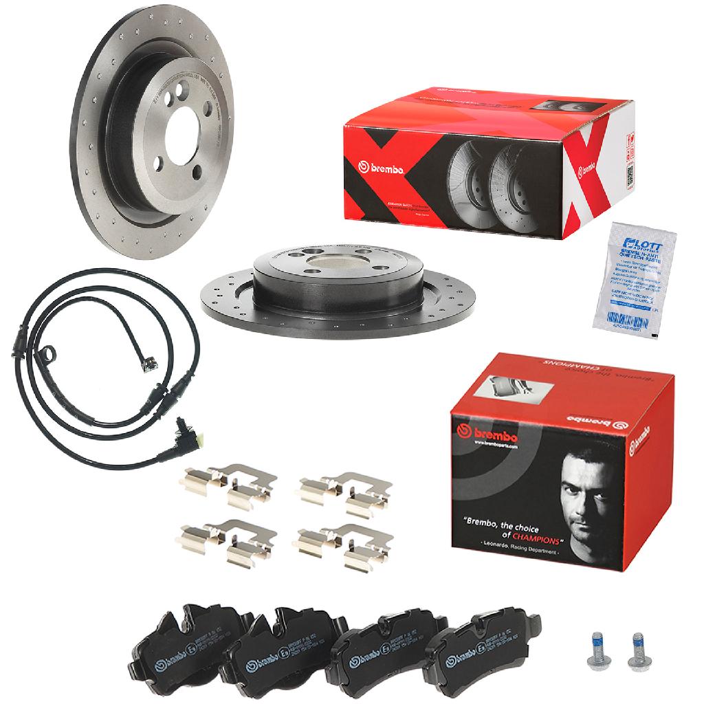 BREMBO Warnkontakt, Bremsbelagverschleiß A 00 447 + Bremsbelagsatz, Scheibenbremse P 06 052 + Bremsscheibe 08.C307.1X