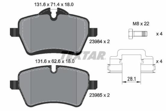 TEXTAR Bremsbelagsatz, Scheibenbremse 2398404 + Bremsscheibe 92277805 + Warnkontakt, Bremsbelagverschleiß 98044700 + Bremsscheibe 92238703 + Warnkontakt, Bremsbelagverschleiß 98044600 + Bremsbelagsatz, Scheibenbremse 2547801 Bild TEXTAR Bremsbelagsatz, Scheibenbremse 2398404 + Bremsscheibe 92277805 + Warnkontakt, Bremsbelagverschleiß 98044700 + Bremsscheibe 92238703 + Warnkontakt, Bremsbelagverschleiß 98044600 + Bremsbelagsatz, Scheibenbremse 2547801