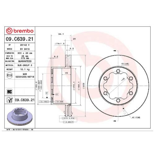 BREMBO Bremsscheibe 09.C639.21 + Bremsbelagsatz, Scheibenbremse P 85 169 Bild BREMBO Bremsscheibe 09.C639.21 + Bremsbelagsatz, Scheibenbremse P 85 169
