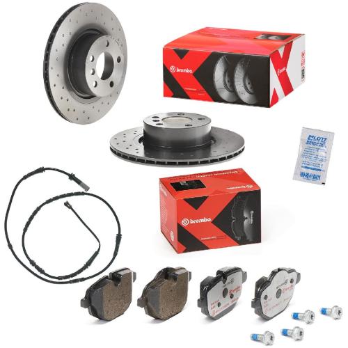 BREMBO Bremsscheibe 09.B569.1X + Warnkontakt, Bremsbelagverschleiß A 00 455 + Bremsbelagsatz, Scheibenbremse P 06 064X Bild BREMBO Bremsscheibe 09.B569.1X + Warnkontakt, Bremsbelagverschleiß A 00 455 + Bremsbelagsatz, Scheibenbremse P 06 064X