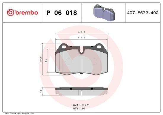 BREMBO Bremsscheibe 09.5875.11 + Bremsbelagsatz, Scheibenbremse P 06 018 + Warnkontakt, Bremsbelagverschleiß A 00 232 Bild BREMBO Bremsscheibe 09.5875.11 + Bremsbelagsatz, Scheibenbremse P 06 018 + Warnkontakt, Bremsbelagverschleiß A 00 232