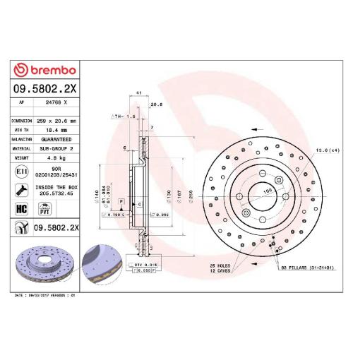 BREMBO Bremsbelagsatz, Scheibenbremse P 68 033X + Bremsscheibe 09.5802.2X Bild BREMBO Bremsbelagsatz, Scheibenbremse P 68 033X + Bremsscheibe 09.5802.2X