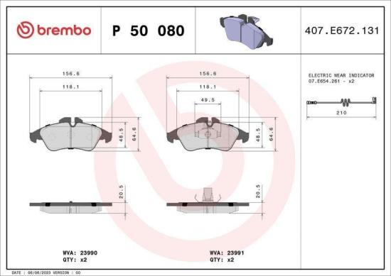 BREMBO Bremsbelagsatz, Scheibenbremse P 50 080 + Bremsscheibe 09.7314.14 Bild BREMBO Bremsbelagsatz, Scheibenbremse P 50 080 + Bremsscheibe 09.7314.14