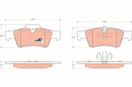 TRW Warnkontakt, Bremsbelagverschleiß GIC228 + Bremsscheibe DF4472S + Bremsbelagsatz, Scheibenbremse GDB1643 Bild TRW Warnkontakt, Bremsbelagverschleiß GIC228 + Bremsscheibe DF4472S + Bremsbelagsatz, Scheibenbremse GDB1643