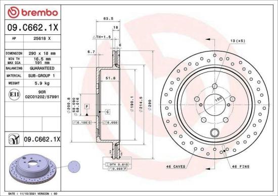BREMBO Bremsscheibe 09.C662.1X + Bremsbelagsatz, Scheibenbremse P 78 018 Bild BREMBO Bremsscheibe 09.C662.1X + Bremsbelagsatz, Scheibenbremse P 78 018
