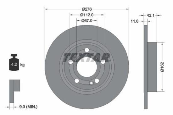 TEXTAR Bremsbelagsatz, Scheibenbremse 2298701 + Bremsscheibe 92323405 + Warnkontakt, Bremsbelagverschleiß 98048700 + Bremsbelagsatz, Scheibenbremse 2294401 + Bremsscheibe 92316803 Bild TEXTAR Bremsbelagsatz, Scheibenbremse 2298701 + Bremsscheibe 92323405 + Warnkontakt, Bremsbelagverschleiß 98048700 + Bremsbelagsatz, Scheibenbremse 2294401 + Bremsscheibe 92316803