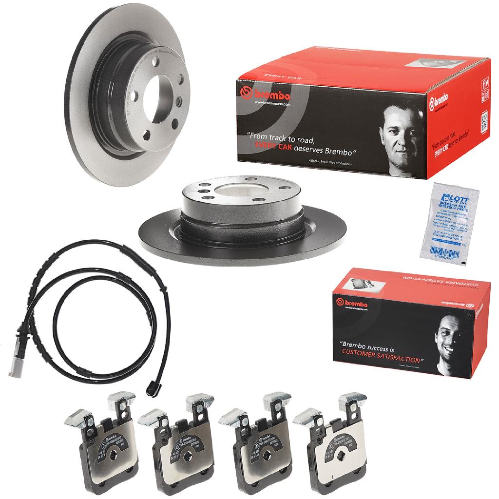 BREMBO Bremsbelagsatz, Scheibenbremse P 06 087 + Bremsscheibe 08.C115.11 + Warnkontakt, Bremsbelagverschleiß A 00 474