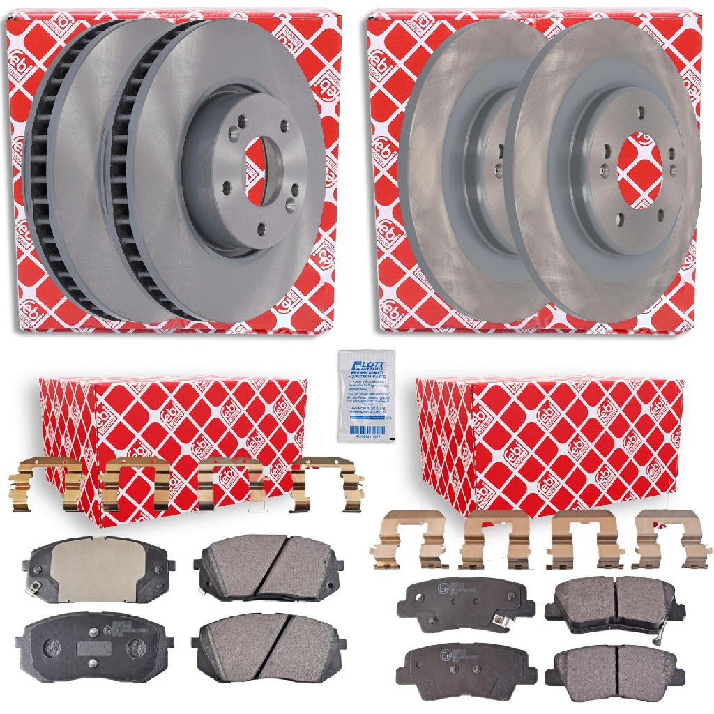 FEBI BILSTEIN Bremsbelagsatz, Scheibenbremse 116301 + Bremsbelagsatz, Scheibenbremse 116376 + Bremsscheibe 108563 + Bremsscheibe 31317