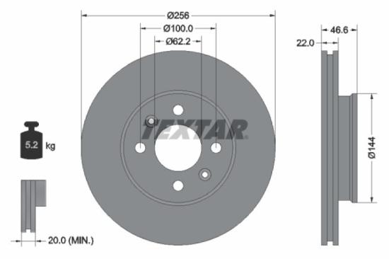 TEXTAR Bremsbelagsatz, Scheibenbremse 2491001 + Bremsscheibe 92164703 Bild TEXTAR Bremsbelagsatz, Scheibenbremse 2491001 + Bremsscheibe 92164703