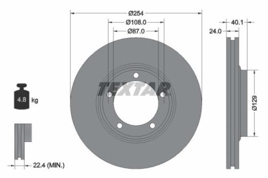 TEXTAR Bremsbelagsatz, Scheibenbremse 2353601 + Bremsscheibe 92234500 Bild TEXTAR Bremsbelagsatz, Scheibenbremse 2353601 + Bremsscheibe 92234500