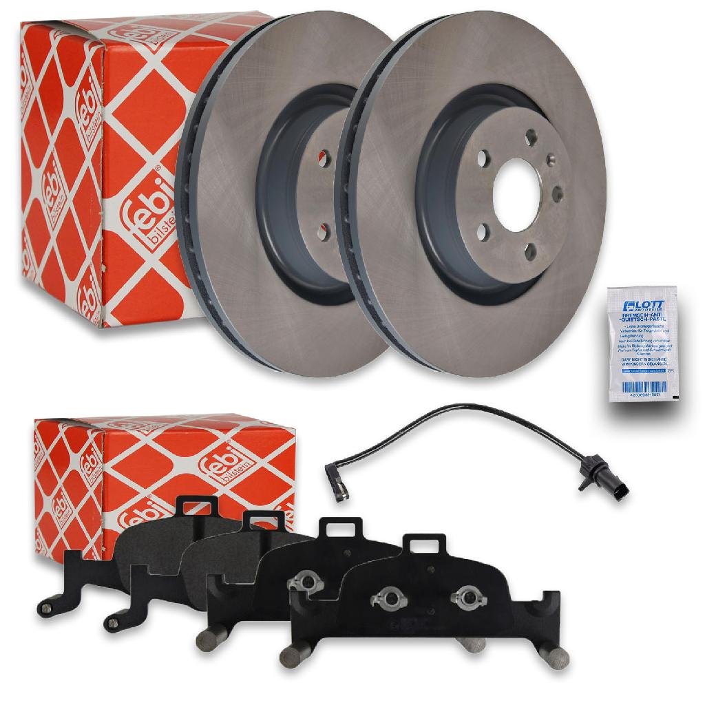 FEBI BILSTEIN Bremsbelagsatz, Scheibenbremse 16938 + Warnkontakt, Bremsbelagverschleiß 172598 + Bremsscheibe 107506