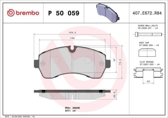 BREMBO Warnkontakt, Bremsbelagverschleiß A 00 287 + Bremsscheibe 09.9508.11 + Bremsbelagsatz, Scheibenbremse P 50 059 Bild BREMBO Warnkontakt, Bremsbelagverschleiß A 00 287 + Bremsscheibe 09.9508.11 + Bremsbelagsatz, Scheibenbremse P 50 059