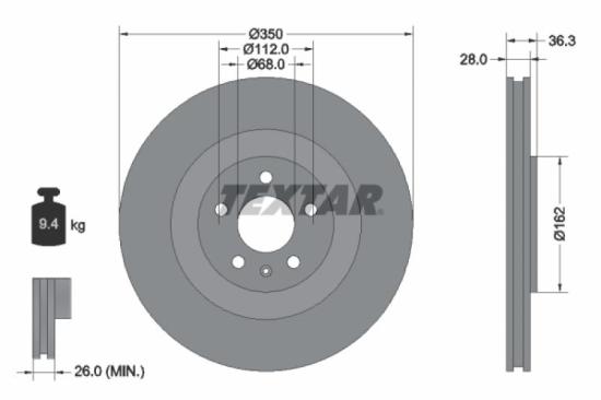 TEXTAR Bremsbelagsatz, Scheibenbremse 2626701 + Bremsscheibe 92290405 ATE Warnkontakt, Bremsbelagverschleiß 24.8190-0990.2 Bild TEXTAR Bremsbelagsatz, Scheibenbremse 2626701 + Bremsscheibe 92290405 ATE Warnkontakt, Bremsbelagverschleiß 24.8190-0990.2