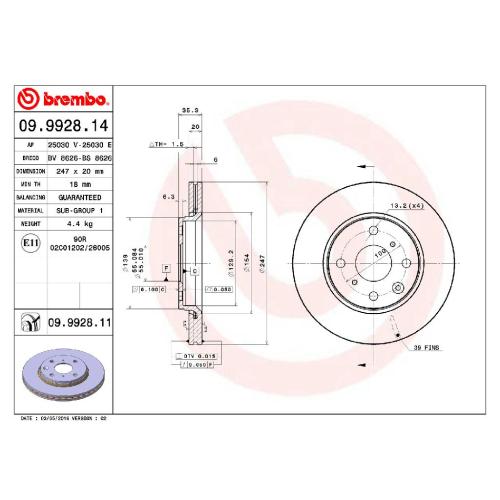 BREMBO Bremsbelagsatz, Scheibenbremse P 61 081 + Bremsscheibe 09.9928.11 Bild BREMBO Bremsbelagsatz, Scheibenbremse P 61 081 + Bremsscheibe 09.9928.11