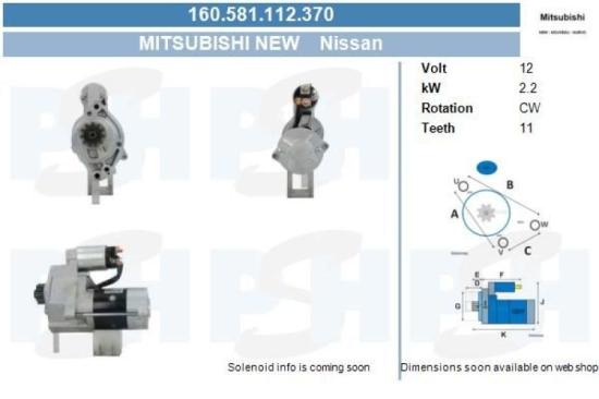 Starter 12 V 2,2 kW BV PSH 160.581.112.370 Bild Starter 12 V 2,2 kW BV PSH 160.581.112.370