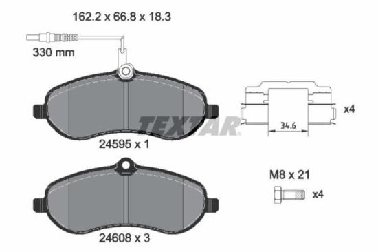 TEXTAR Bremsbelagsatz, Scheibenbremse 2459501 + Bremsscheibe 92156903 Bild TEXTAR Bremsbelagsatz, Scheibenbremse 2459501 + Bremsscheibe 92156903