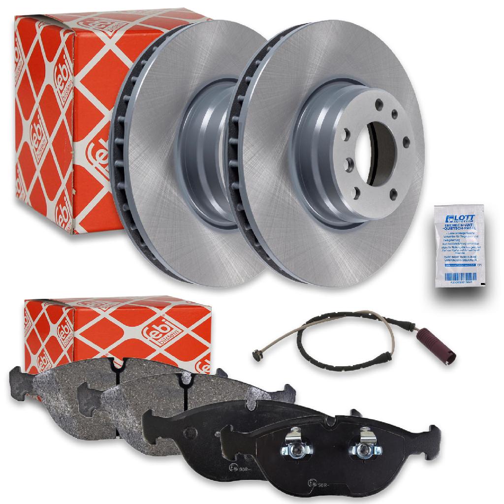 FEBI BILSTEIN Bremsbelagsatz, Scheibenbremse 16366 + Bremsscheibe 18553 + Warnkontakt, Bremsbelagverschleiß 21660