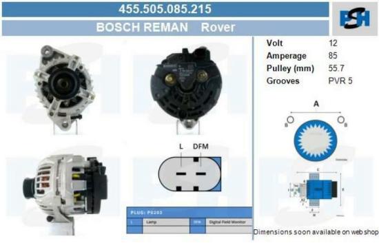 Generator 12 V BV PSH 455.505.085.215 Bild Generator 12 V BV PSH 455.505.085.215