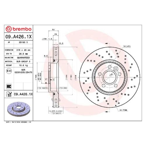 BREMBO Bremsbelagsatz, Scheibenbremse P 24 077 + Bremsscheibe 09.A426.1X Bild BREMBO Bremsbelagsatz, Scheibenbremse P 24 077 + Bremsscheibe 09.A426.1X