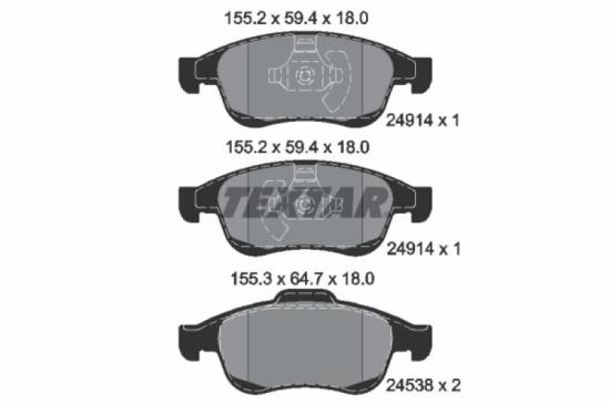 TEXTAR Bremsbelagsatz, Scheibenbremse 2491401 + Bremsscheibe 92241503 Bild TEXTAR Bremsbelagsatz, Scheibenbremse 2491401 + Bremsscheibe 92241503