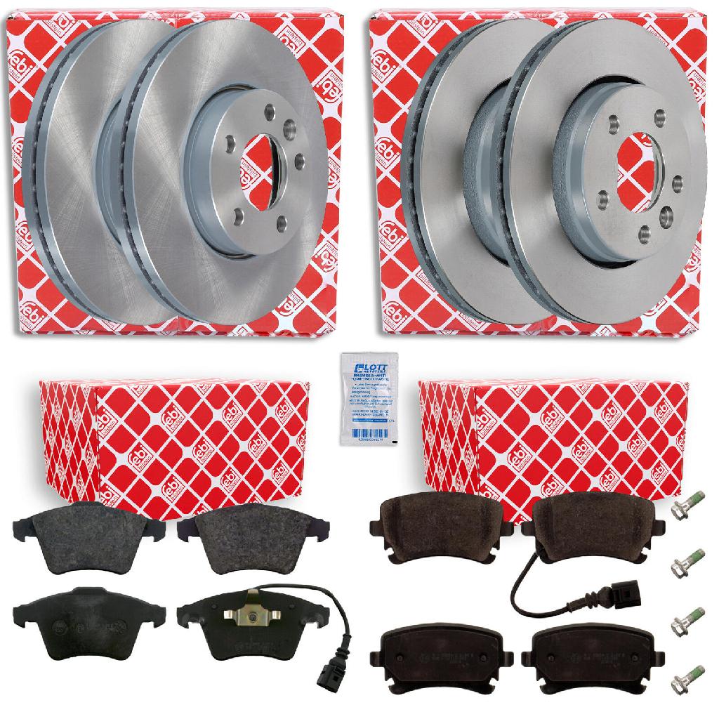FEBI BILSTEIN Bremsbelagsatz, Scheibenbremse 16860 + Bremsbelagsatz, Scheibenbremse 16462 + Bremsscheibe 28682 + Bremsscheibe 28504