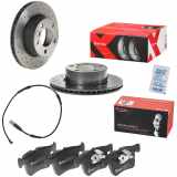 BREMBO Bremsscheibe 09.9750.2X + Bremsbelagsatz, Scheibenbremse P 06 075 + Warnkontakt, Bremsbelagverschleiß A 00 473