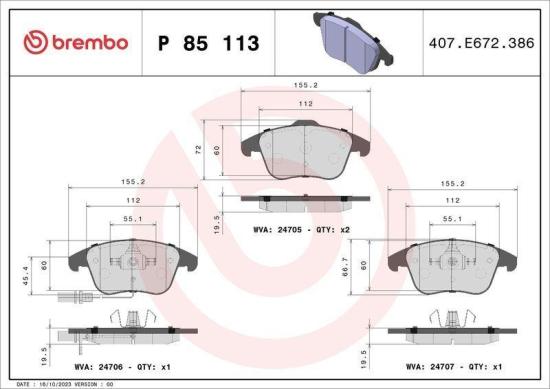 BREMBO Bremsscheibe 09.A820.1X + Bremsbelagsatz, Scheibenbremse P 85 113X Bild BREMBO Bremsscheibe 09.A820.1X + Bremsbelagsatz, Scheibenbremse P 85 113X