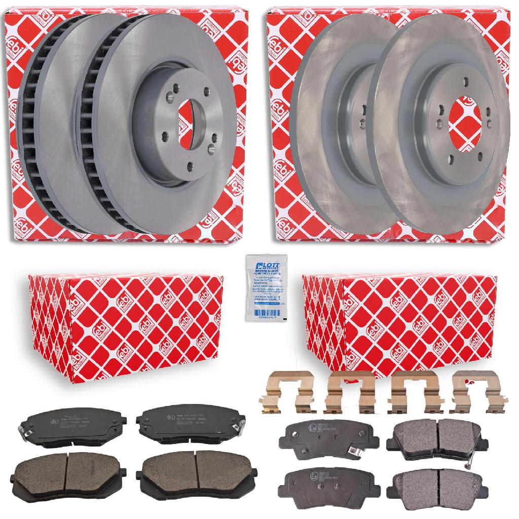 FEBI BILSTEIN Bremsbelagsatz, Scheibenbremse 16816 + Bremsbelagsatz, Scheibenbremse 116301 + Bremsscheibe 108563 + Bremsscheibe 31317