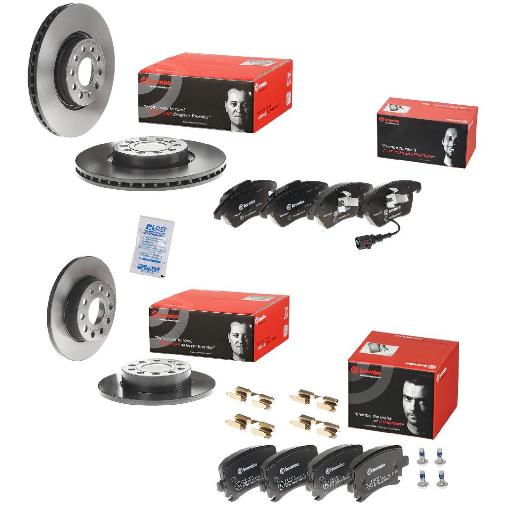 BREMBO Bremsscheibe 09.9772.11 + Bremsscheibe 08.9488.11 + Bremsbelagsatz, Scheibenbremse P 85 146 + Bremsbelagsatz, Scheibenbremse P 85 073