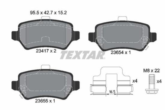 TEXTAR Bremsbelagsatz, Scheibenbremse 2383201 + Bremsscheibe 92091900 + Bremsscheibe 92092103 + Bremsbelagsatz, Scheibenbremse 2341703 Bild TEXTAR Bremsbelagsatz, Scheibenbremse 2383201 + Bremsscheibe 92091900 + Bremsscheibe 92092103 + Bremsbelagsatz, Scheibenbremse 2341703