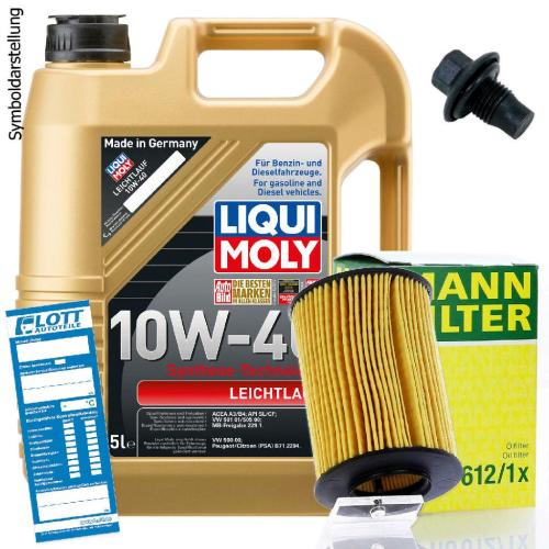Ölwechsel Set 5L 10W40 Öl Motoröl LIQUI MOLY + MANN Ölfilter + Ablassschraube Bild Ölwechsel Set 5L 10W40 Öl Motoröl LIQUI MOLY + MANN Ölfilter + Ablassschraube