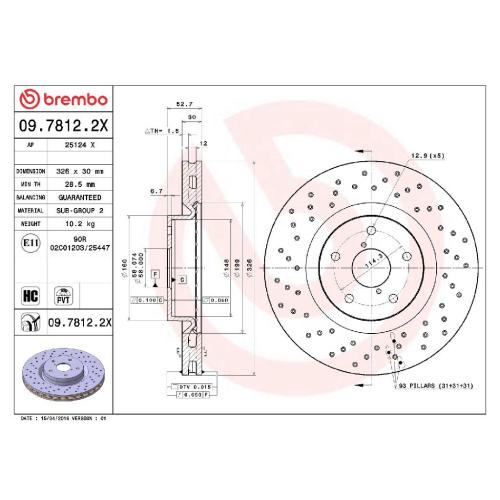 BREMBO Bremsbelagsatz, Scheibenbremse P 54 039 + Bremsscheibe 09.7812.2X Bild BREMBO Bremsbelagsatz, Scheibenbremse P 54 039 + Bremsscheibe 09.7812.2X