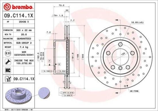 BREMBO Bremsbelagsatz, Scheibenbremse P 06 070 + Warnkontakt, Bremsbelagverschleiß A 00 473 + Bremsscheibe 09.C114.1X Bild BREMBO Bremsbelagsatz, Scheibenbremse P 06 070 + Warnkontakt, Bremsbelagverschleiß A 00 473 + Bremsscheibe 09.C114.1X