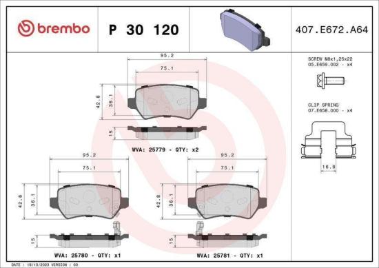 BREMBO Bremsscheibe 08.C172.2X + Bremsbelagsatz, Scheibenbremse P 30 120 Bild BREMBO Bremsscheibe 08.C172.2X + Bremsbelagsatz, Scheibenbremse P 30 120