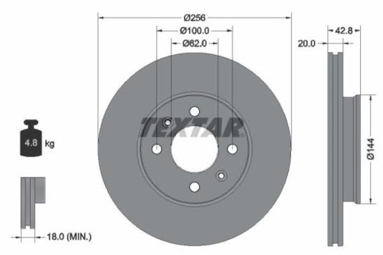 TEXTAR Bremsscheibe 92295403 + Bremsbelagsatz, Scheibenbremse 2290401 Bild TEXTAR Bremsscheibe 92295403 + Bremsbelagsatz, Scheibenbremse 2290401